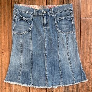Vintage Y2K Candies Denim Skirt 13 Midi Kidcore Bows Jean 12 Coastal Cowgirl